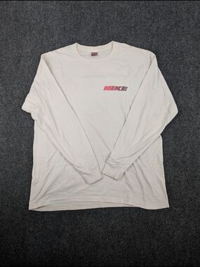 Vintage 90s Nike Made in USA Long Sleeve Shirt XL White Graphic Geometric